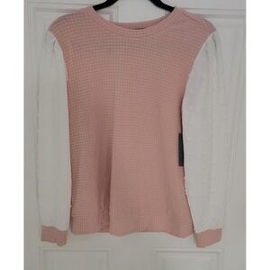 East of June Sweater Top Womens‎ Long-Sleeve Knit Medium Pink And White NWT